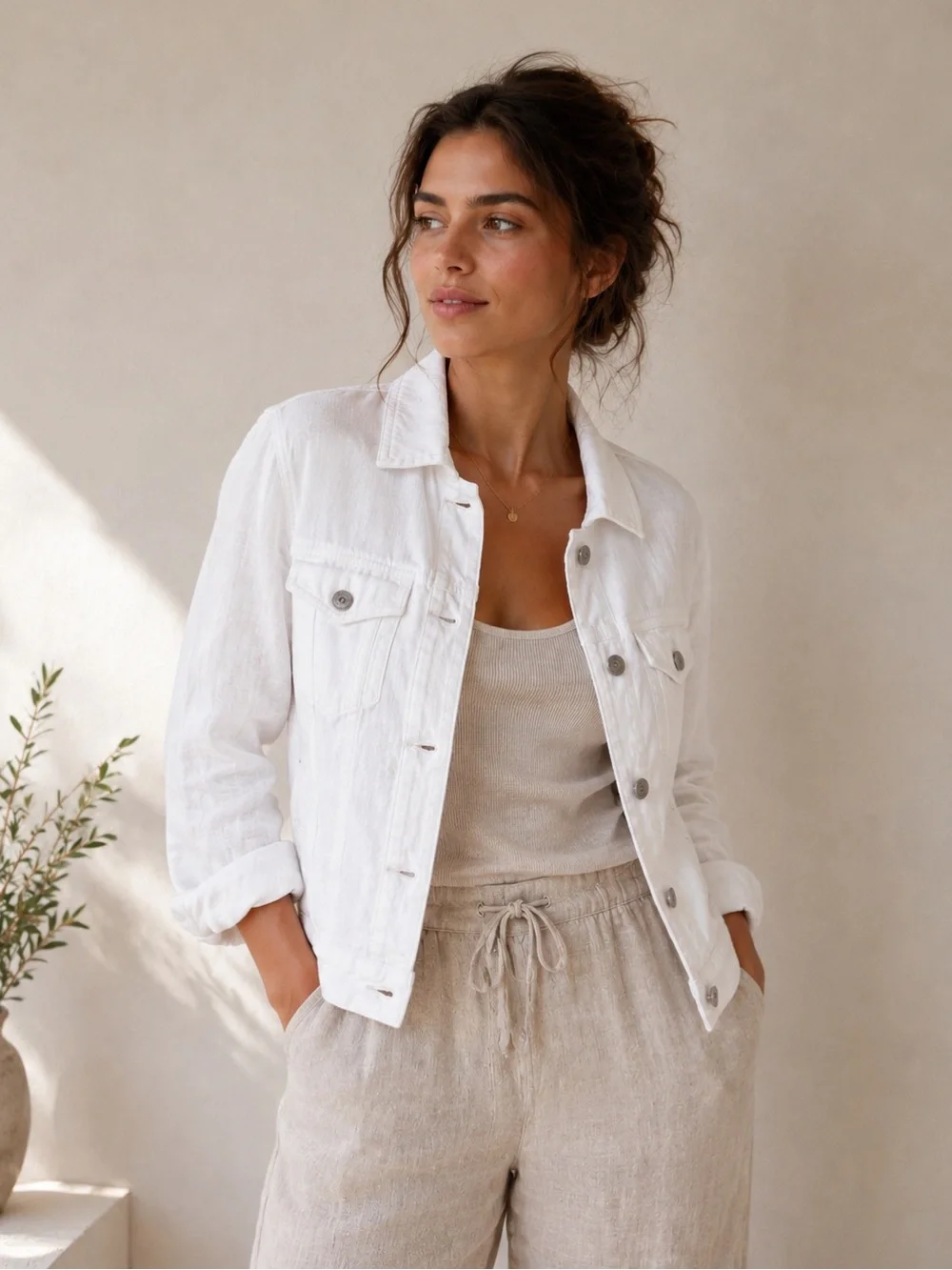 🎉LAST PIECE🎉JONES‎ NEW YORK Plus Linen Jean Jacket With Metal Trims